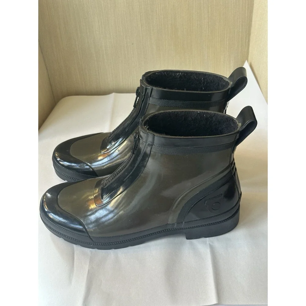 Tretorn size 7.5 Lina Zip Front Womens Olive Black Waterproof Rain Ankle Boots